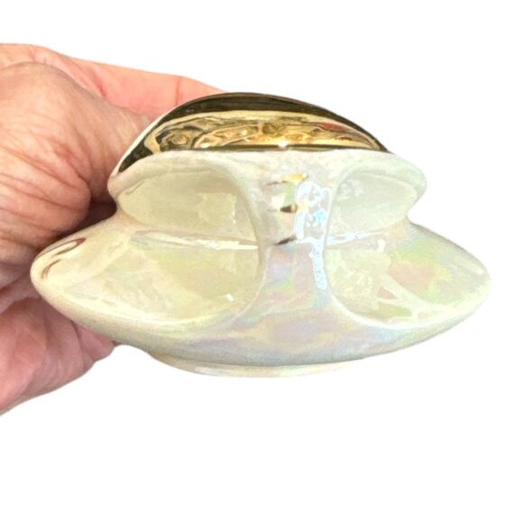 Art Deco Style 4.5” x 1.75” Pearl Co Gilt Trim Bowl - Picture 5 of 7